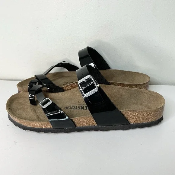 Birkenstock Mayari Black Patent Sz 42 Narrow Fit Leather New With Box - Picture 2 of 8